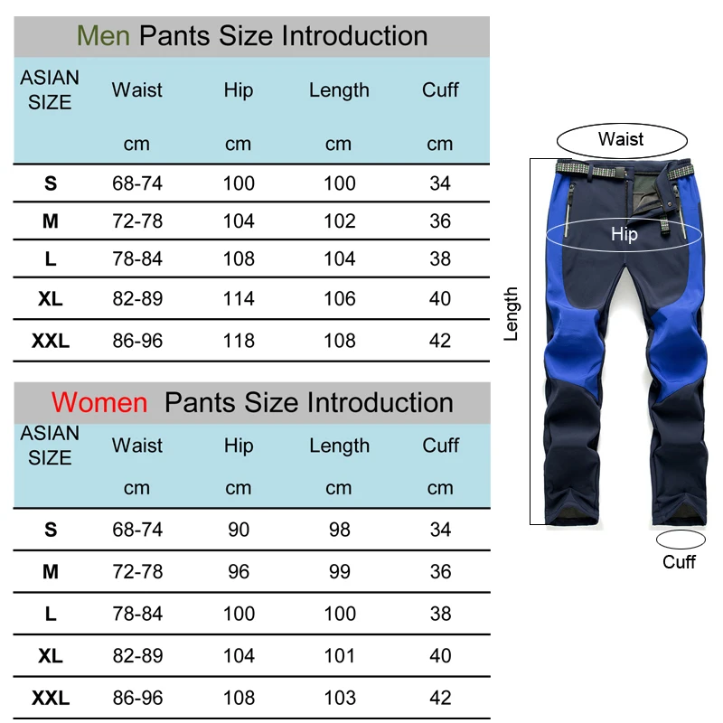 TRVLWEGO Winter Men Women Trekking Pants Sports Hiking Camping Fleece Water Resistant Cycling Very Warm Thickening Trousers