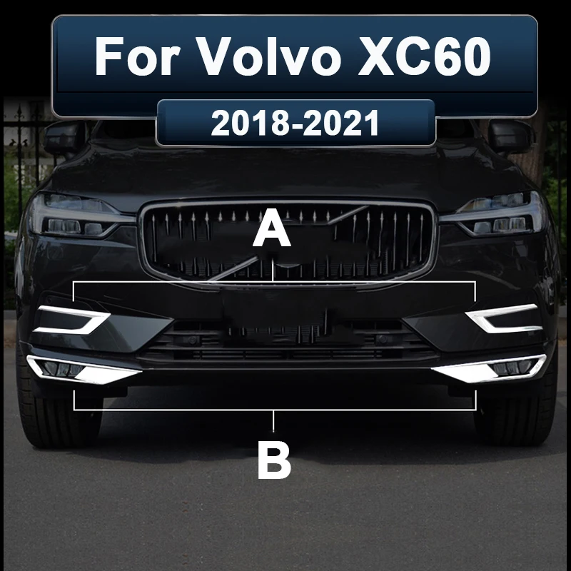 For Volvo XC60 2018 2019 2020 2021 accessories Front Fog Lights Cover Frame Trim ABS Chrome Exterior Decoration