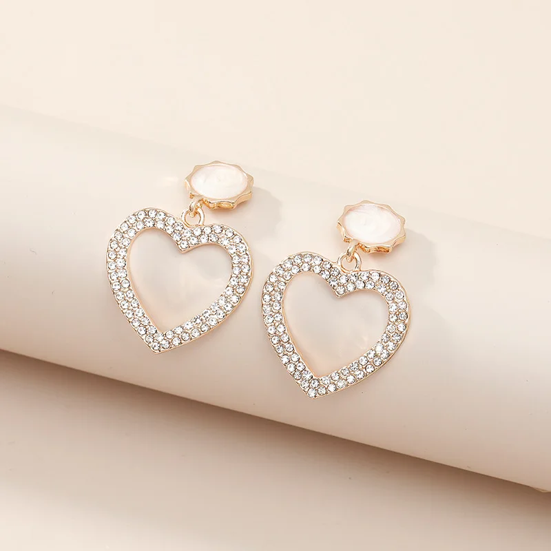 2024 Wholesale Korean Version of Micro-inlaid Super Flash Love Earrings Female Wild Temperament High-Quality Jewelry