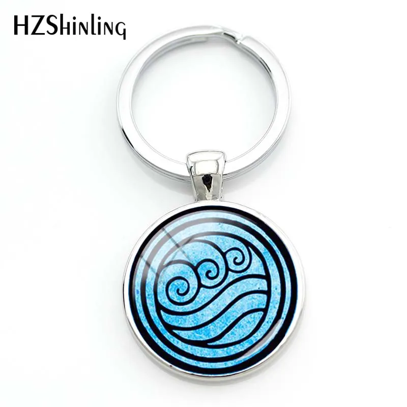 2020 New Avatar The Last Airbender Keychain Kingdom Jewelry Air Nomad Fire And Water Tribe Pendant Glass Dome Key Chain Gift