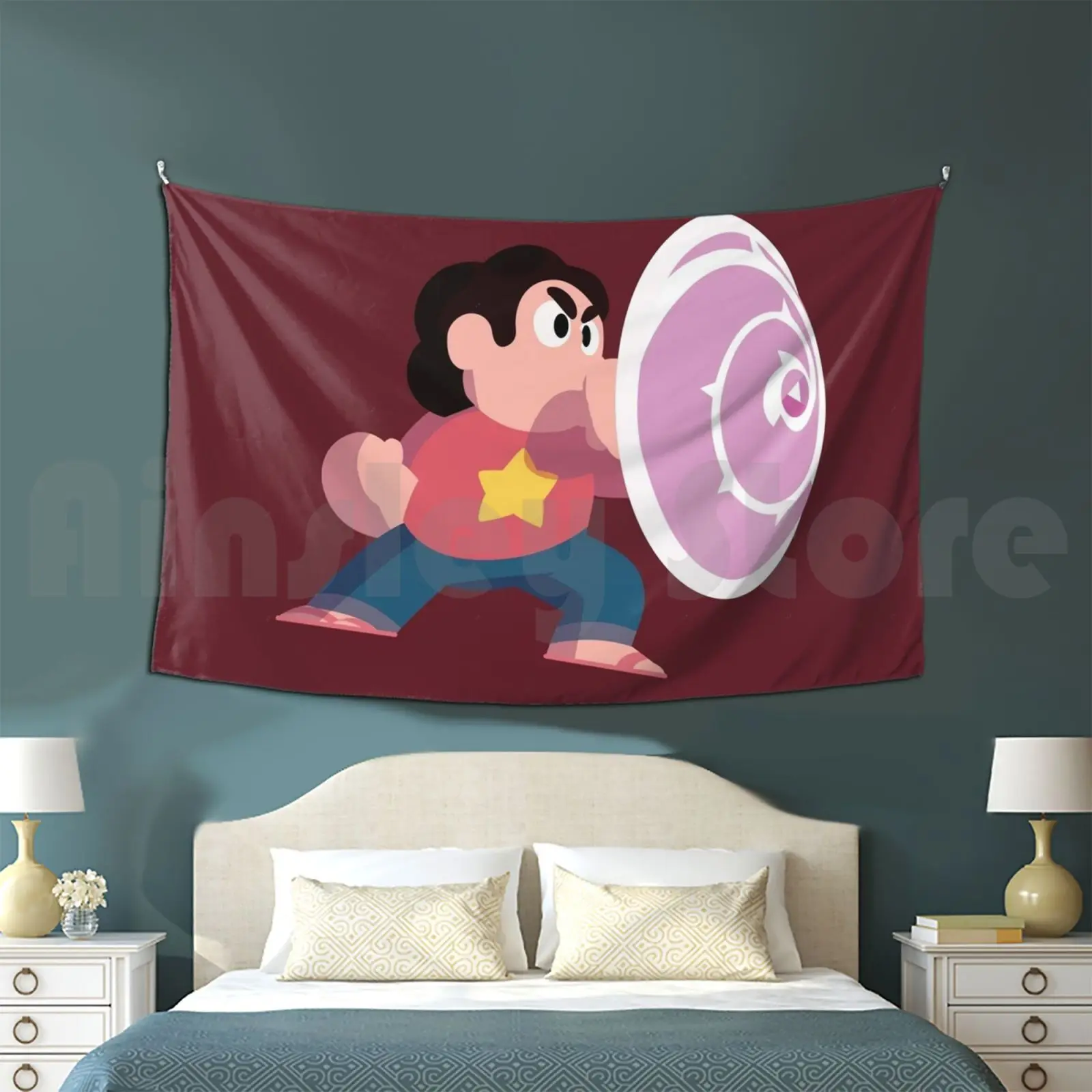 Steven Universe With Shield Customized Tapestry Steven Universe Su Cartoon Crystal Gem Crystal Gems