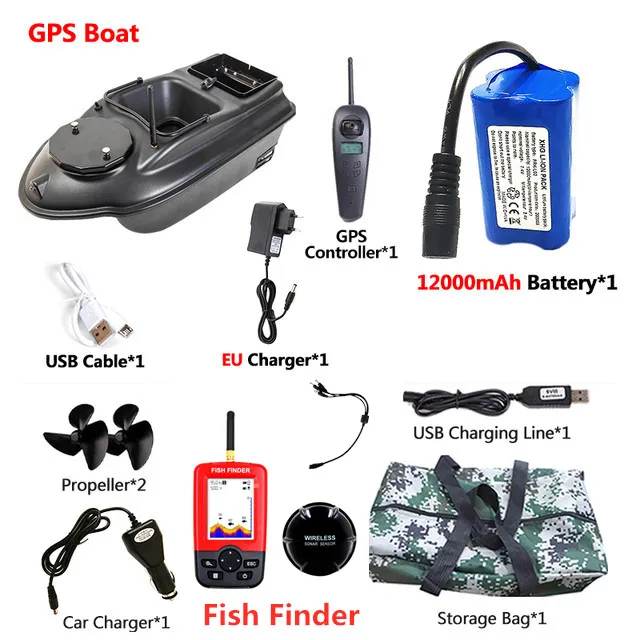 GPS Aasboot 500M 3KG Laadvermogen 40 stuks GPS Puntvisserij Aasboot 2 Bakken GPS Autonavigatie LCD Scherm Viszoeker Nestboot - afbeelding 1