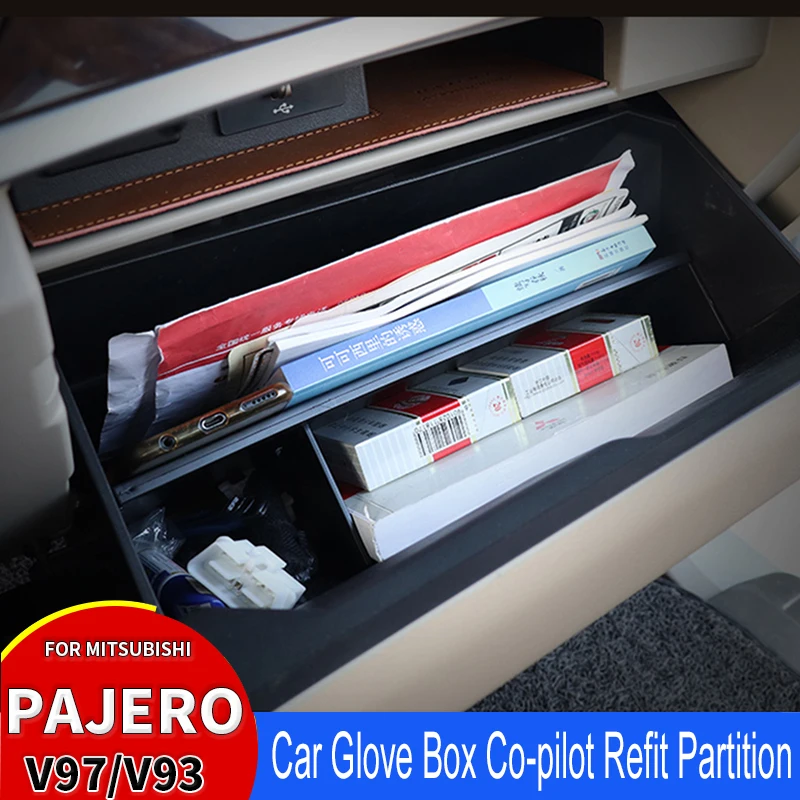 

For Mitsubishi Pajero V97V93 Co-pilot storage box Accessories Interval Partition Box Refit Clapboard Interior Accessories