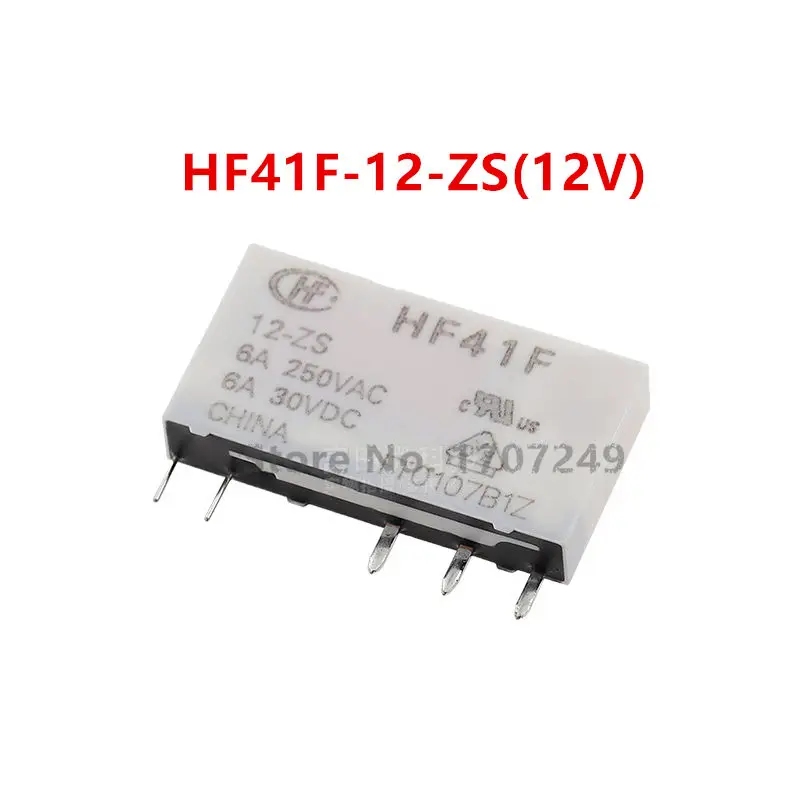 10Pcs New HF relay HF41F-5-ZS HF41F-12-ZS HF41F-24-ZS HF41F 5V 12V 24V ZS Ultra thin power relay 5 Pin 6A 41F-1Z-C2-1 relay base