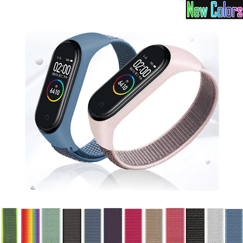 Sport Nylon Loop Band Wrist for Xiaomi MIBand 4 Miband 3 4 5 6 Bracelet Replacement for mi band 6 5 4 3 strap loop