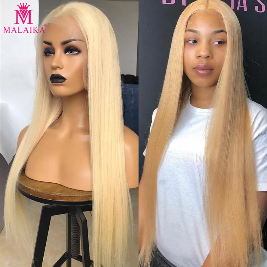 

Malaika Hair Blonde 13x4 Lace Front Human Hair Wigs Brazilian Straight Human Hair Wigs Transparent Lace Frontal Wig Color #613