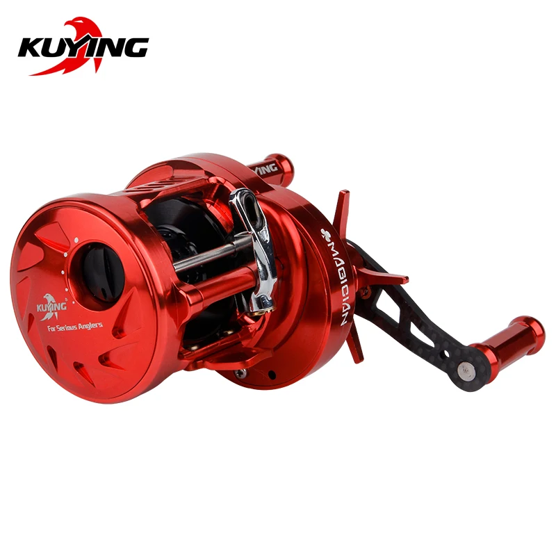 KUYING MAGICIAN 6.2:1 Metal 12+1 Bait Cast Drum Wheel 286.5g Fishing Casting Reel Vessel Saltwater Coil Centrifugal Braking