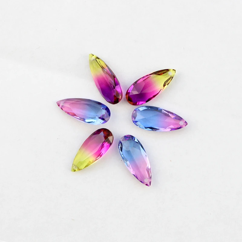 9*20mm teardrop pendants fancy stone waterdrop pointback Tourmaline rhinestone pendants Colorful Glass Bead For DIY Accessories