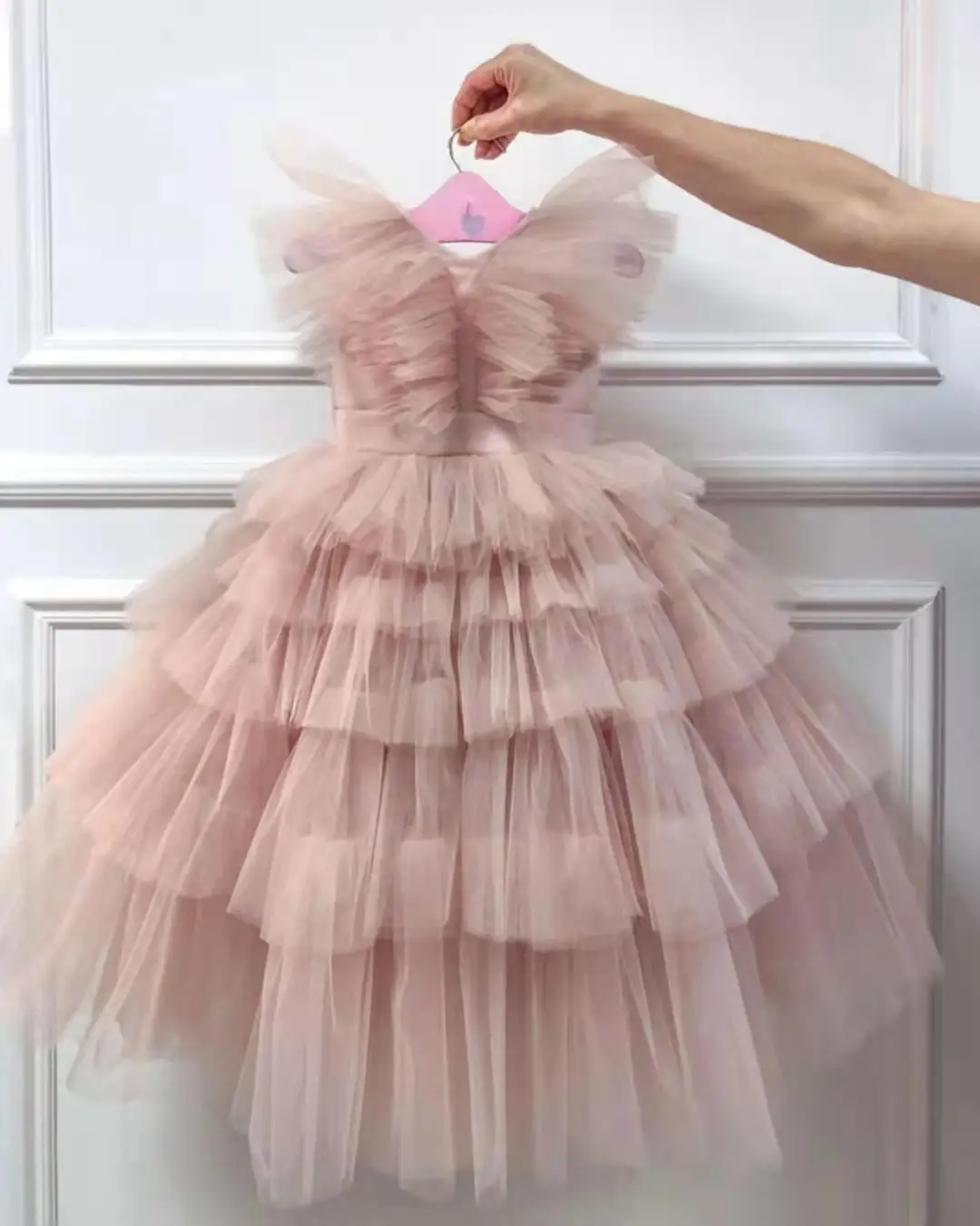 Vestido de babados para menina, Vestido longo flor menina para criança, Vestido de baile para foto, Princesa vestido de baile