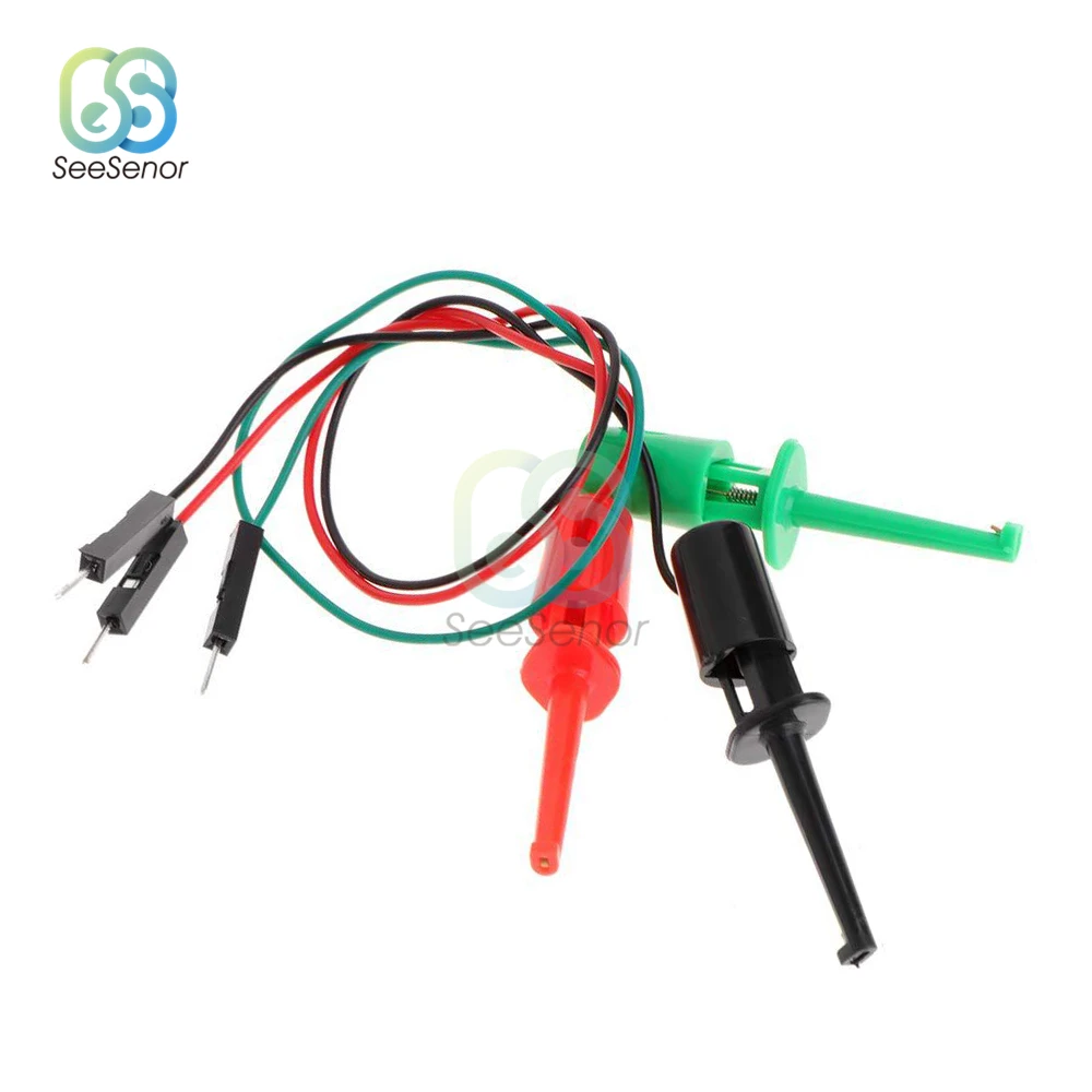 3pcs 20cm Transistor Tester Test Hook Clip Test Probe Electronic Testing IC Grabber Large Round Crocodile Clip Hook Test Clip