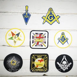 Masonic Symbol Iron On Patches Badge Knights Templar G SQUARE & COMPASS MASON FOR LIFE DIY Cloth Accessories embroidered
