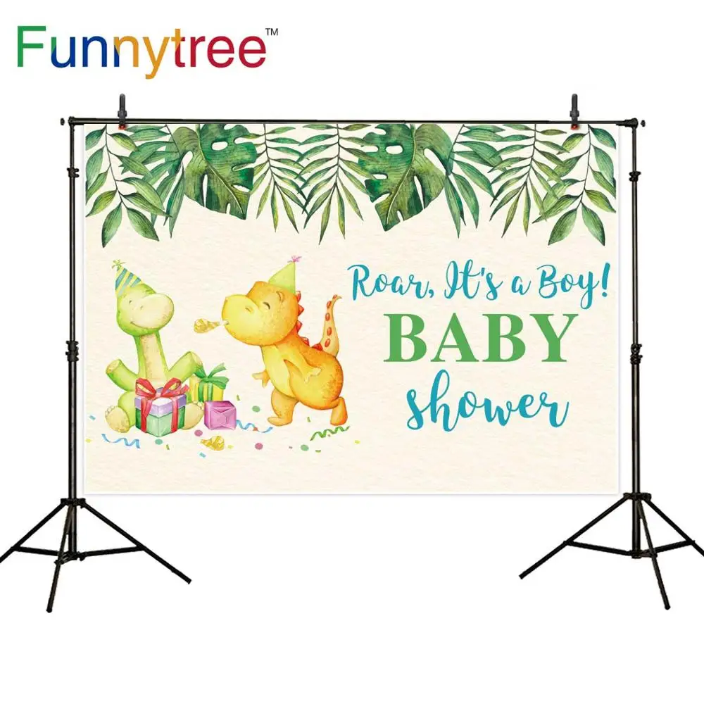 

Funnytree Baby Dinosaur Background Baby Shower Birthday Party Backdrops Photocall Photo shoot for Children Decoration Banner