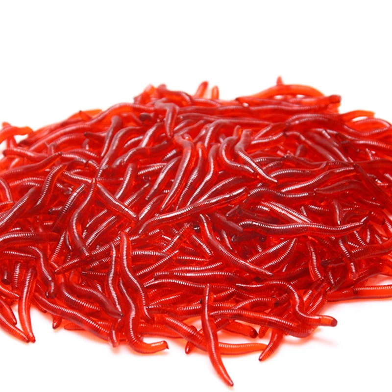 50/100/150pcs Lifelike Fishy Smell Red Worms Soft Bait Simulation Earthworm Carp Bass Fishing Lures Artificial Silicone Pesca