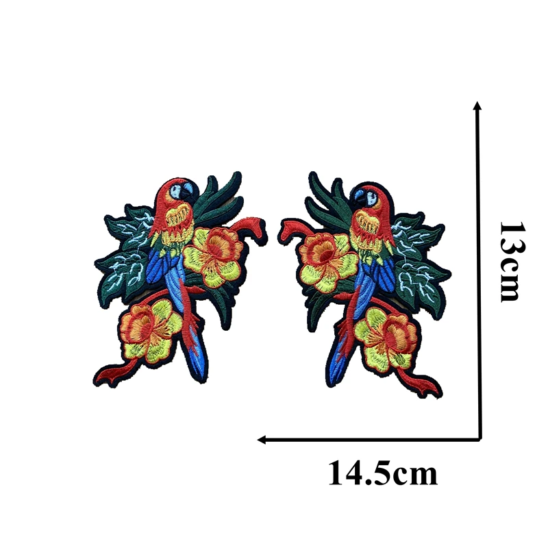 1 Pair of Embroideried Parrot Patches Iron on Birds Embroidery Applique for Jackets Fabric Sewing accessories spotify premium