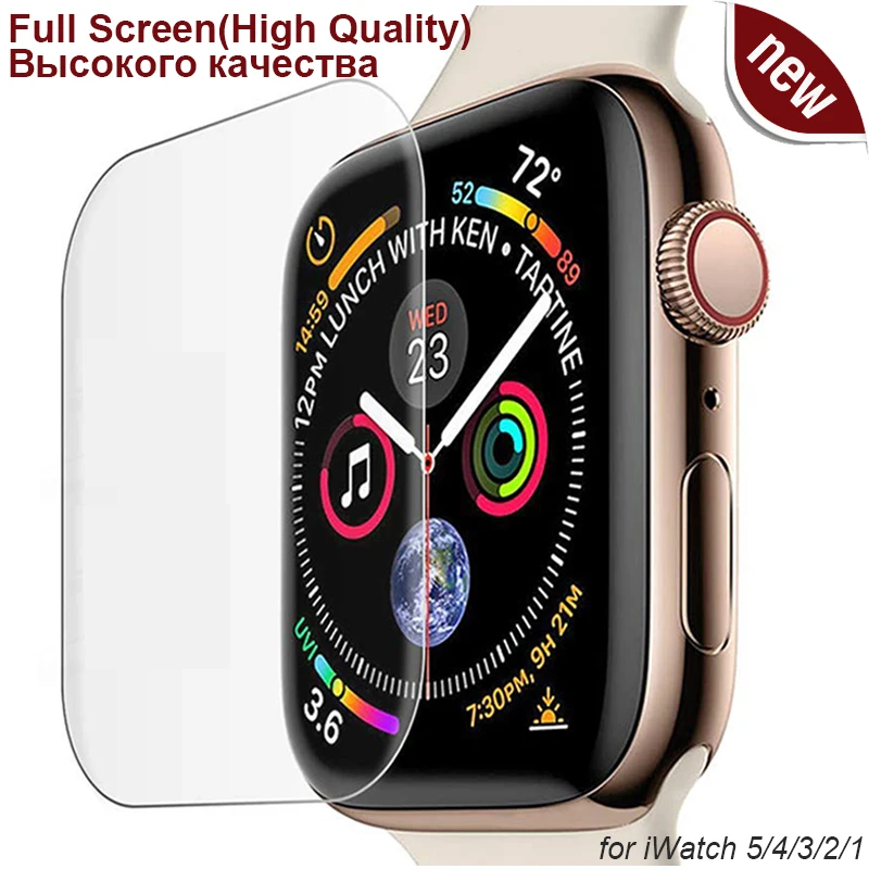 3D Full Curved Soft Tempered PET for Apple Watch Series 5 4 Ultra-thin Screen Protector for iWatch 38 40 42 44mm Not Glass