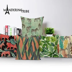 Tiger Home Cushion Cover, Tropical Plant Throw Pillow Case, Farmhouse Custom Polyester Cushions Covers, Kissens