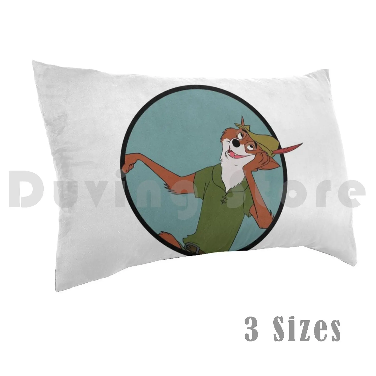 Funda de almohada Robin Hood impresa 35x50 Robin Hood dibujos animados zorro Foxy Nostalgia verde película de Feliz Bosque