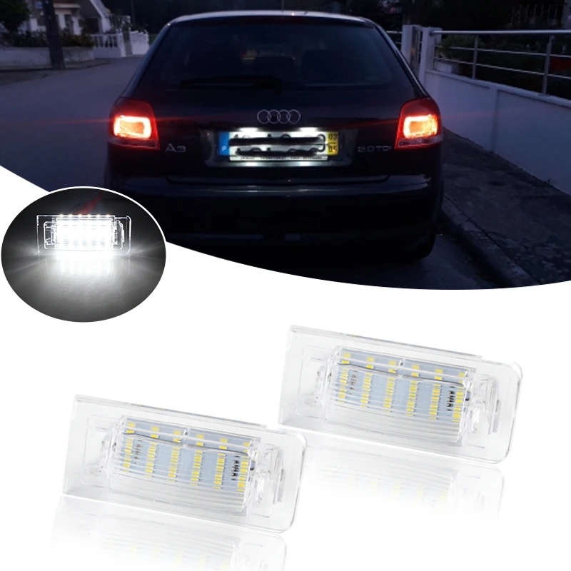 2Pcs LED License Number Plate Light Lamps For Audi TT 8N MK1 Audi Roadster 8N9 Audi TT Coupe 8N3 Number Lamps Car Accessories