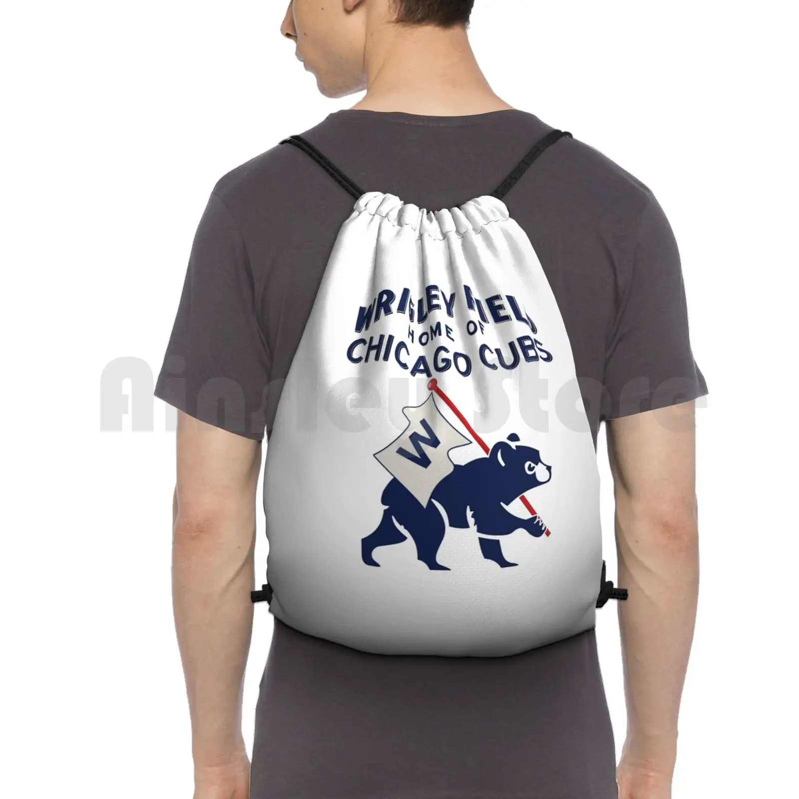 

Wrigley Field-Fly The W Backpack Drawstring Bag Riding Climbing Gym Bag Wrigley Cubbies Cubs Field Baseball Ball Game Take