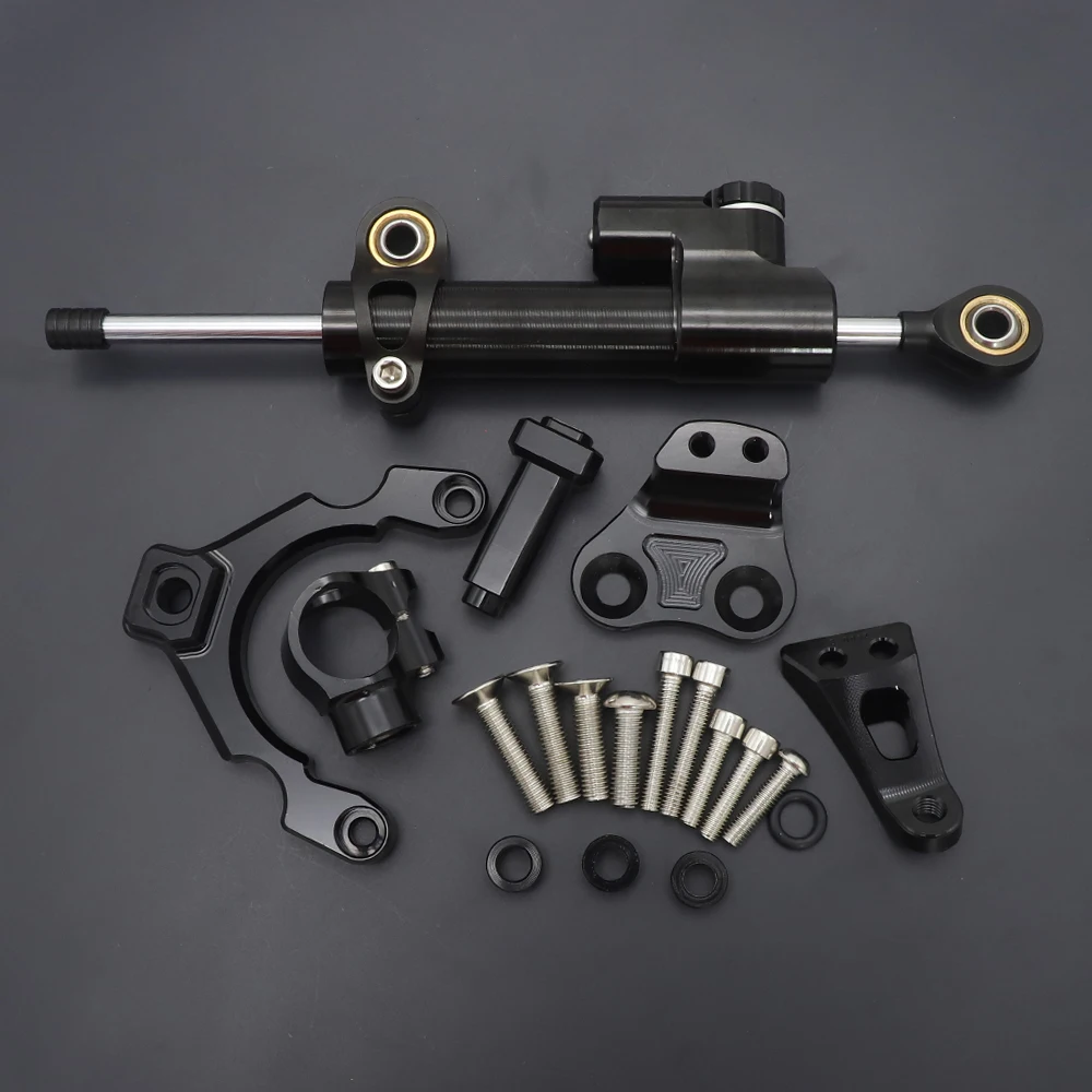 Fiber Carbon Steering Damper Stabilizer Motorcycle For Kawasaki Z900 Z 900 Dampers Mount Bracket Support Kit 2023-2017