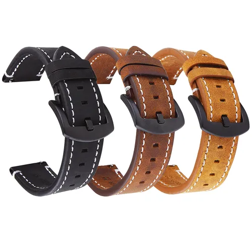 Imagen 2 del producto Correa de cuero genuino para reloj Samsung Galaxy, pulsera Retro de 42mm, 46mm, Gear S2, S3, 18, 19, 20, 21, 22 y 24mm