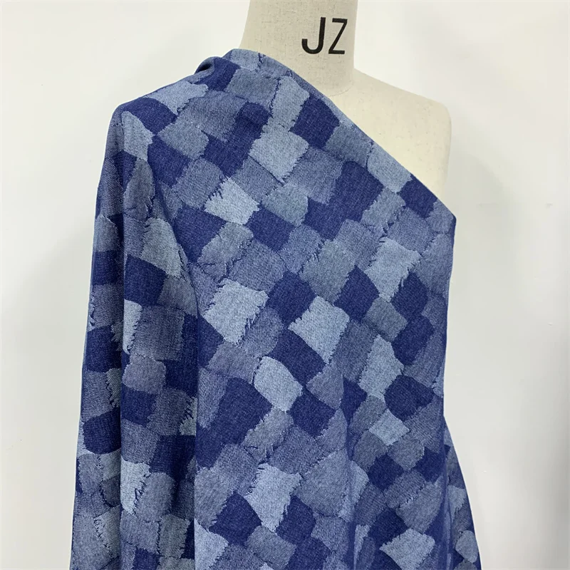 170cm szerokości ciemny niebieski Patchwork bawełna żakardowa tkanina dżinsowa gruba tkanina na dżinsy kurtki szycie projektant tkaniny 0.5 stoczni
