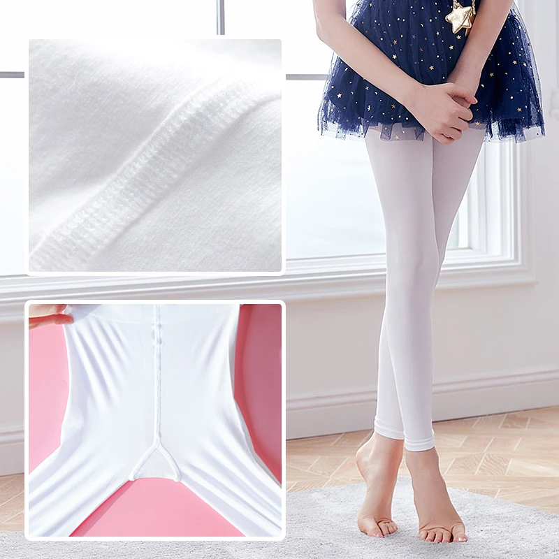 Collants blancs de ballet sans pieds pour femmes et enfants, collants de danse pour enfants, bas d\'entraînement de ballerine