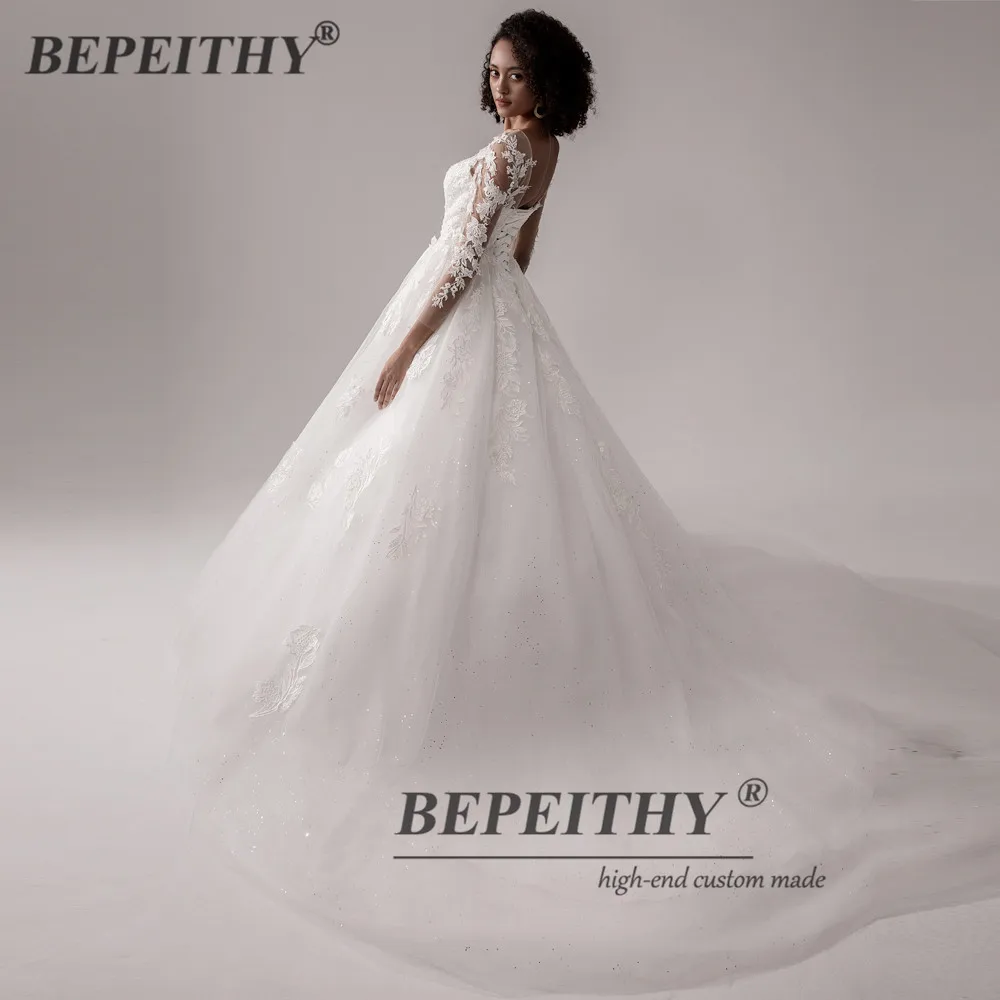 BEPEITHY-vestido De Novia De encaje para mujer, prenda De vestir De manga larga con cuello redondo, Estilo Vintage indio, tienda en línea, 2021