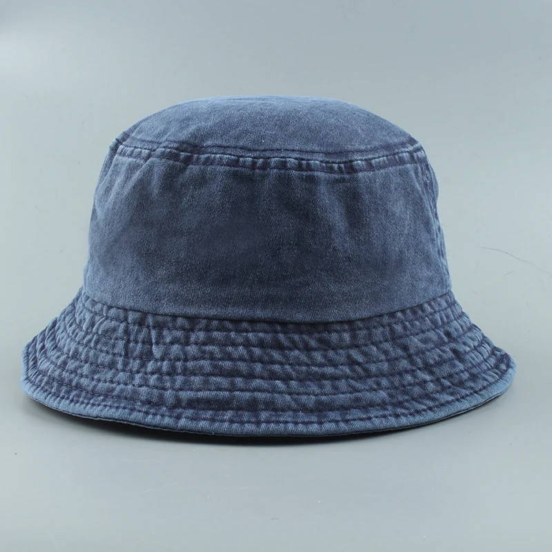 Solid Color Foldable Fisherman Hat Washed Denim Bucket Hats Unisex Bob Caps Hip Hop Gorros Men Women Panama Bucket Sun Cap