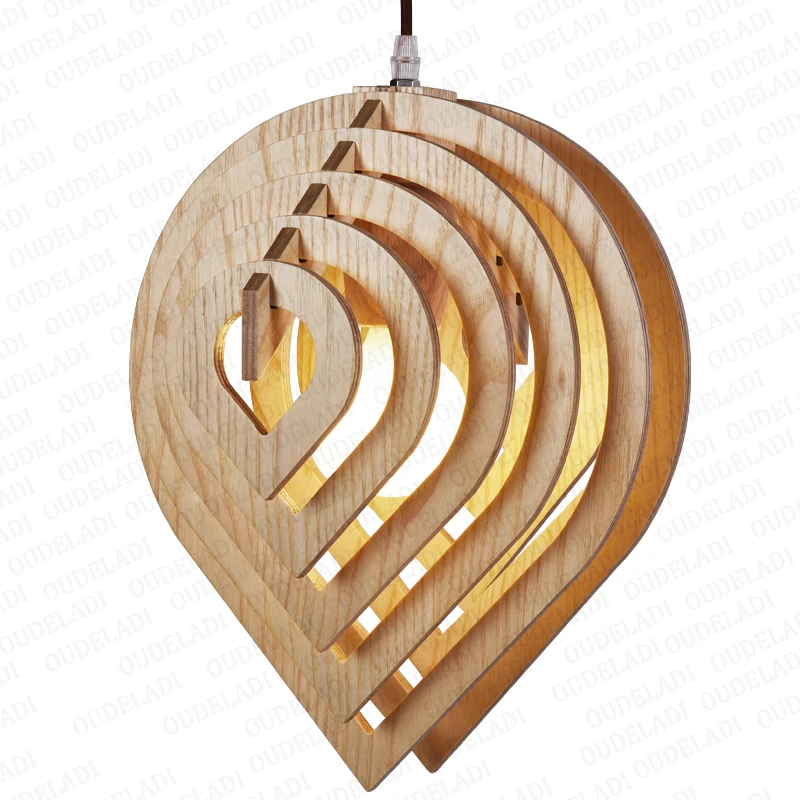 Imagem -06 - Nordic Wooden Water Drop Pendant Light Modern Loft Loft Lamp Luzes da Sala de Jantar Decoração de Iluminação Doméstica E27