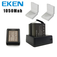 EKEN 2pcs/set 3.7V PG 1050mAh Battery for EKEN SJCAM Action Camera h9r h8r h6s  h5s H3r C30 F68 SJ4000 with Dual Battery Charger