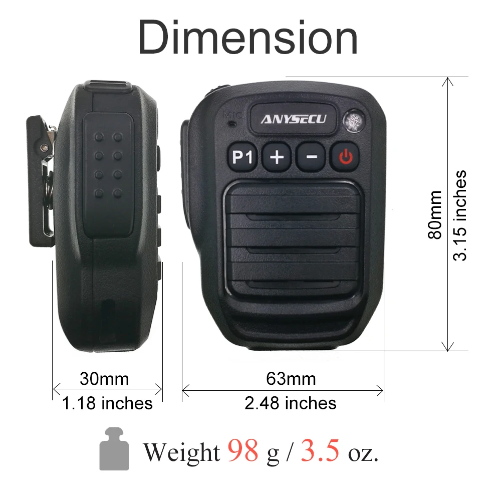 Anysecu Wireless Microphone Speaker with K connector for Baofeng UV-82 UV-5R UV-888S TH-UV8000d Walkie Talkies