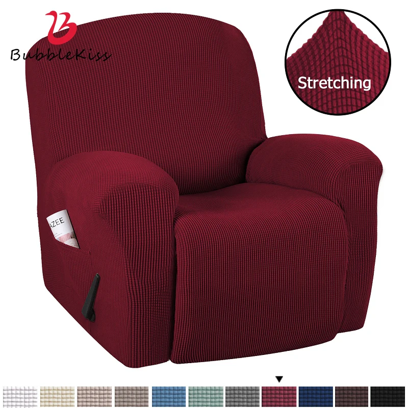 

Bubble Kiss Single Sofa Cover Solid Color Home Slipcovers Easy To Install Slip-Resistant Tight Wrap All-inclusive Sofa Covers