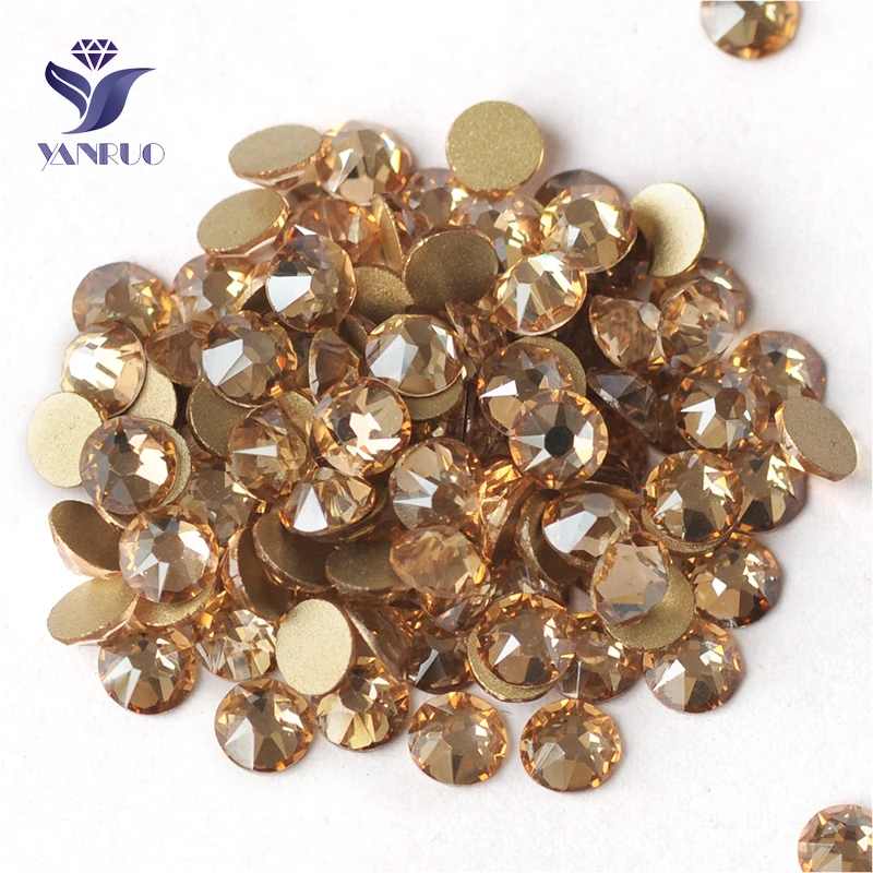 YANRUO 2088NoHF All Sizes Golden Shadow Non Hotfix Cold Fixation Glass Strass Gold Stones Flat Back Crystal Rhinestones