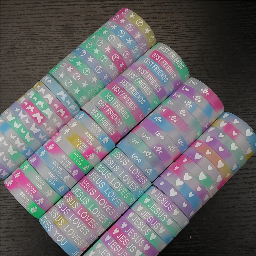 Pulseras luminosas de silicona con brillo nocturno para hombres y mujeres, pulseras de estilo mixto, joyería de moda, regalos de fiesta de Club, venta al por mayor, 100 unids/lote