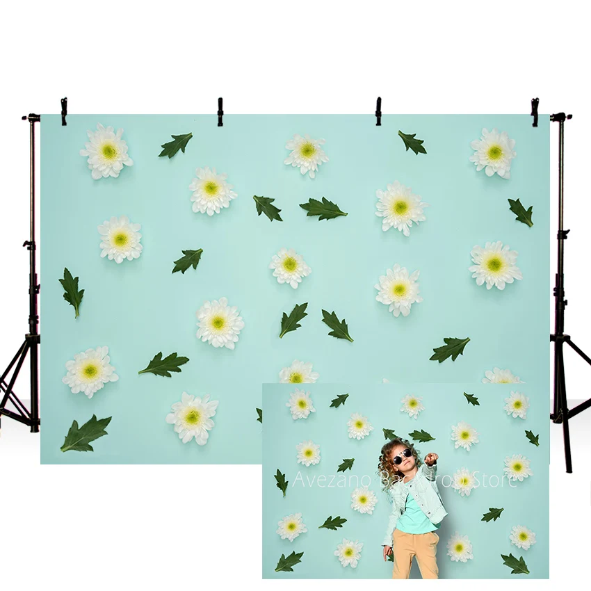 

Avezano Backdrop Daisies Children Boy Girl Portrait Green Photography Background Photo Studio Photozone Photocall Decorations