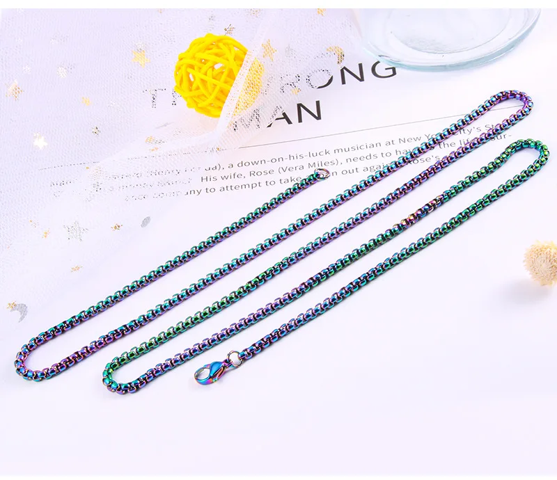 Rope Chain Box Necklace Stainless Steel Chains Link Necklaces Pendant DIY Jewelry Never Rub Off 2MM 2.5MM 3MM 4MM USENSET