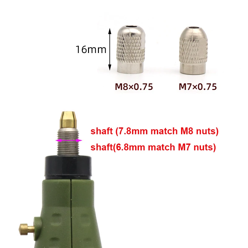 10 Buah Gerinda Elektrik Chuck Bor Elektrik Mini 0.5-3.2Mm Perak/Warna Kuning M7/M8 Kacang untuk Penggiling Listrik