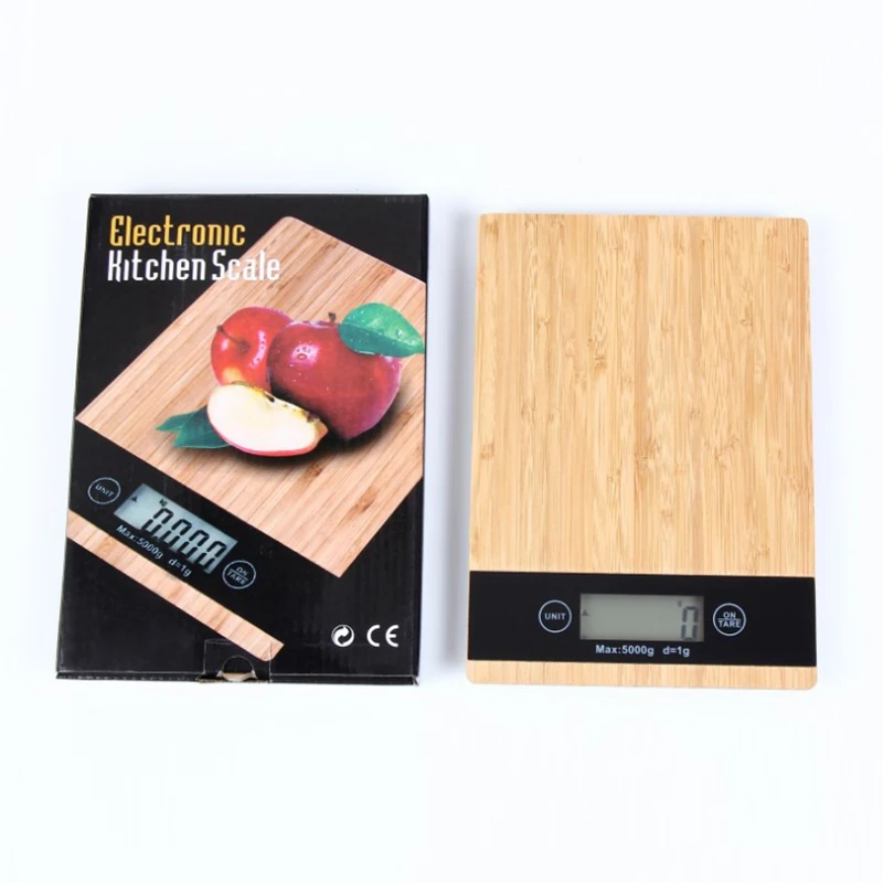 5kg/1g Scale Wood Coffee pattern Portable Electronic Digital Kitchen Scale High Precision LCD Electronic Scales for kitchen Tool