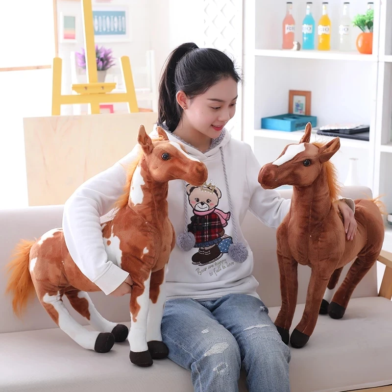 30-90cm 4 Styles Simulation Horse Plush Toy Stuffed Lifelike Animal Doll Baby Kids Gift Home Shop Decor Triver High Quality Toy