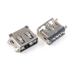 10PCS USB Connector Type A Female AF10.0 4pin Sinking Plate USB-A Female SMT Black