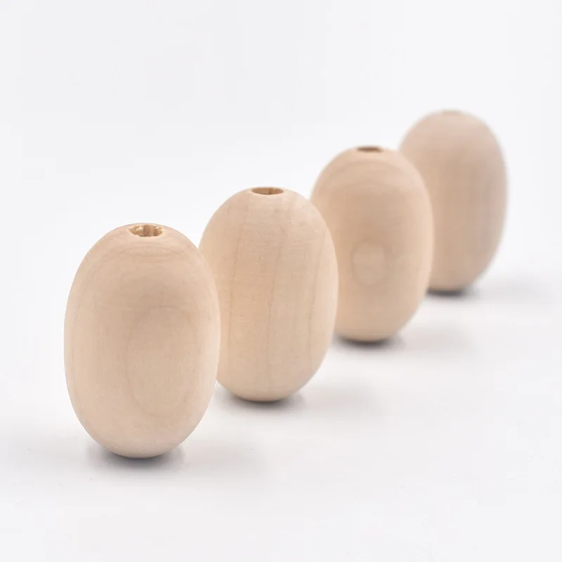 DIY 10Pcs/Pack 20*30mm Natural Color Oval Shape Wooden Beads Loose Beads Handmade Custom Fashion Charm Crafts Accessories