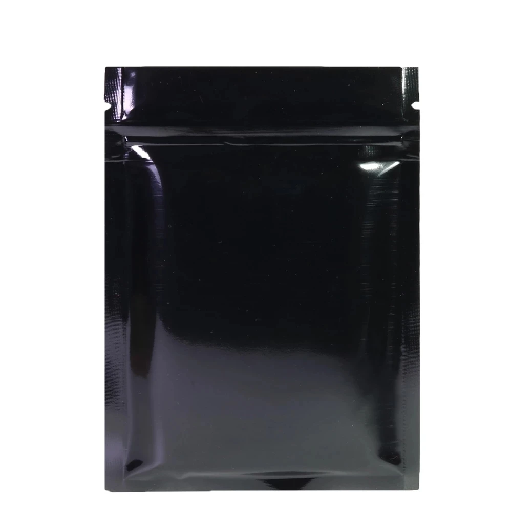 100 teile/los glänzende schwarze Aluminium folie Zip-Lock-Tasche selbst dichtende Tränen kerbe wieder versch ließbare flache Lebensmittel-Snack-Aufbewahrung verpackungs beutel – Detail 8