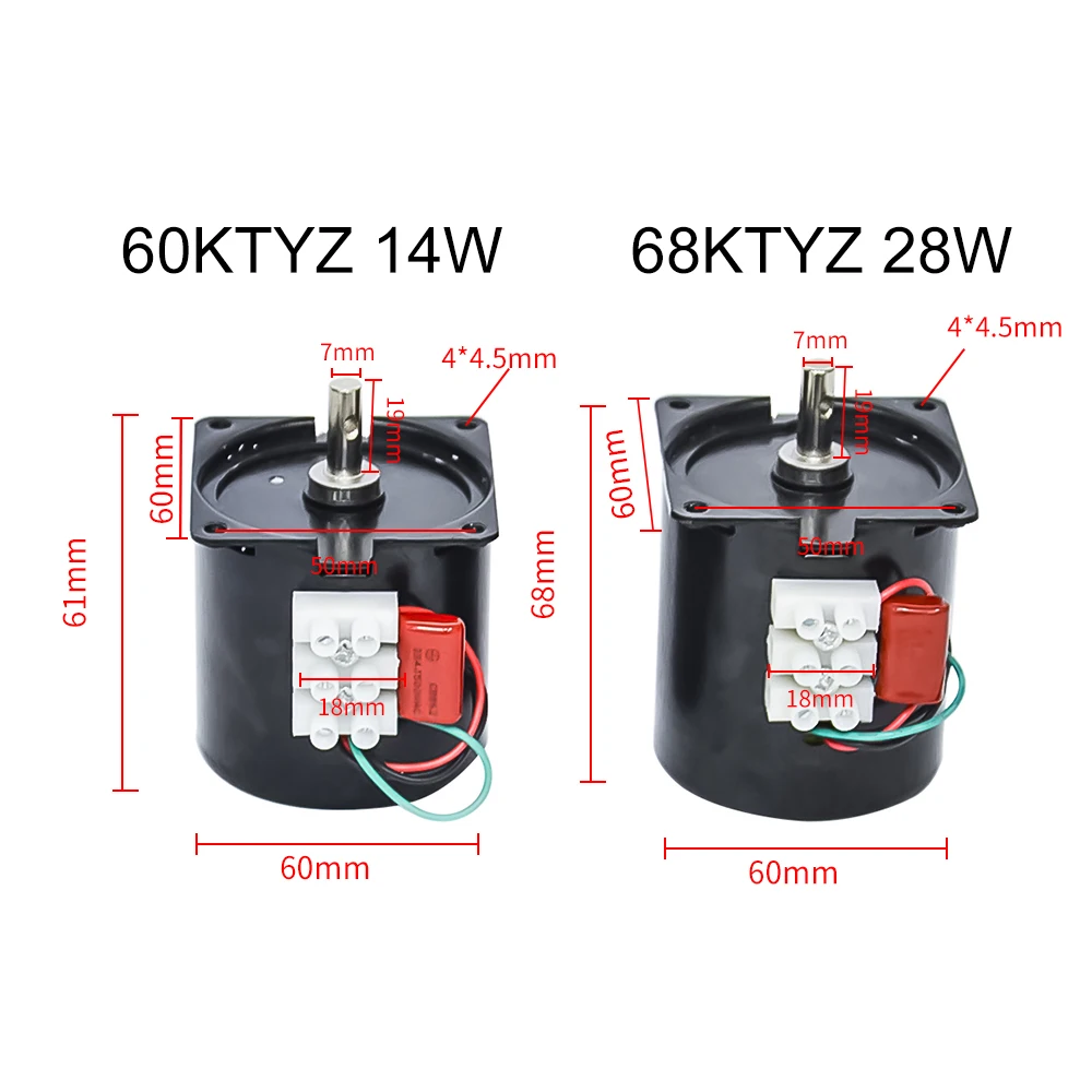 Motor 220V AC Synchronous Gear Motor 60 68KTYZ Permanent Magnet Synchronous Gear Motor 1.2/2.5/5/10/15/20/30/50/60/80/110RPM