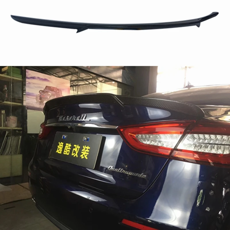 for Maserati Quattroporte Car Styling K Style Carbon Fiber Rear Trunk Lip Wing Spoiler Splitter 2014-2018