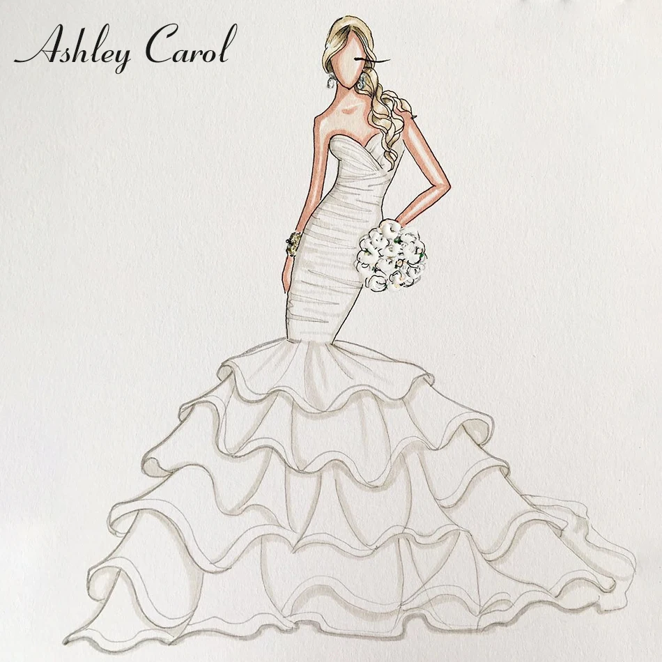 أشلي كارول مخصص حورية البحر فستان الزفاف أنيق شخصية مخصصة اليدوية أي فساتين الزفاف حورية البحر