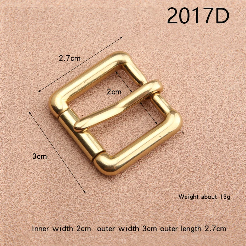 Solid Brass Metal Belt Buckle 20mm Belt Buckle For Women Stainless Steel Single Pin Belt Half Buckle DIY Leather Craft Buckle