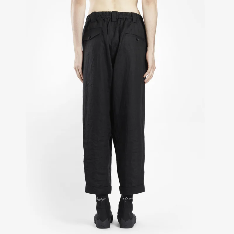 

Fall New Men's Loose Casual Trousers Fashion Ribbon Buckle Nine Division Of Wear Trousers Solid Color Roll Cuff Straight Pants