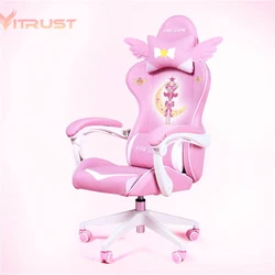 Pink Girl Gaming Chair Magic Comfortable Anchor Live Chair Gaming Chair Cute Pink Gaming Chair