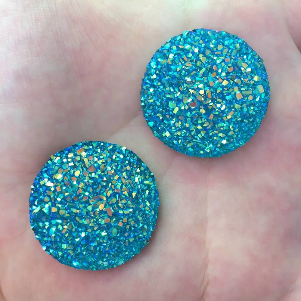 Hot 8pcs AB Resin 30mm Cabochon Ore Round Flatback Rhinestone Wedding DIY Rhinestone Buttons R97*2